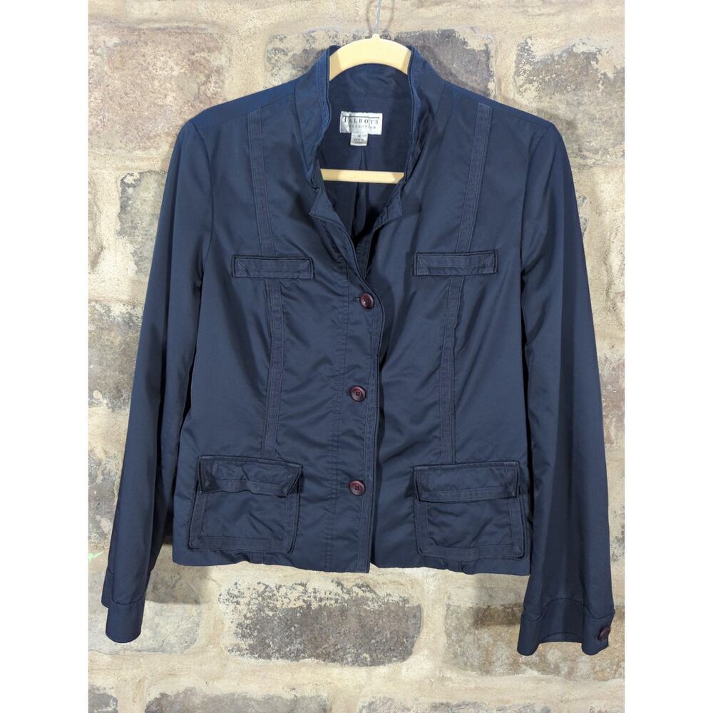 Talbots Collection Jacket Wolman's 14 Blue Nylon Lined Career‎ Work Minimalist